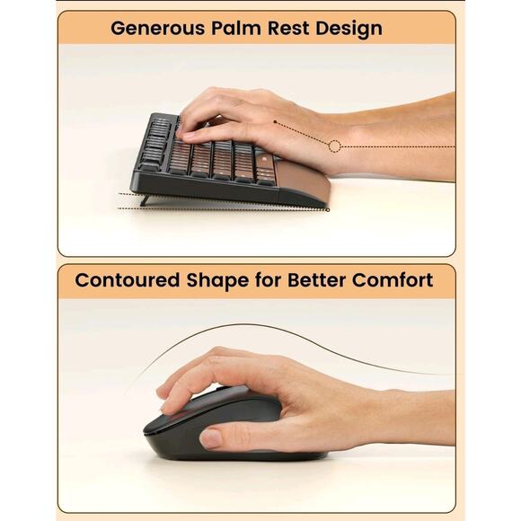 Seenda Bluetooth Keyboard Mouse Set, Wireless USB/BT Multi-Device, Ergonomic,... - Picture 3 of 8